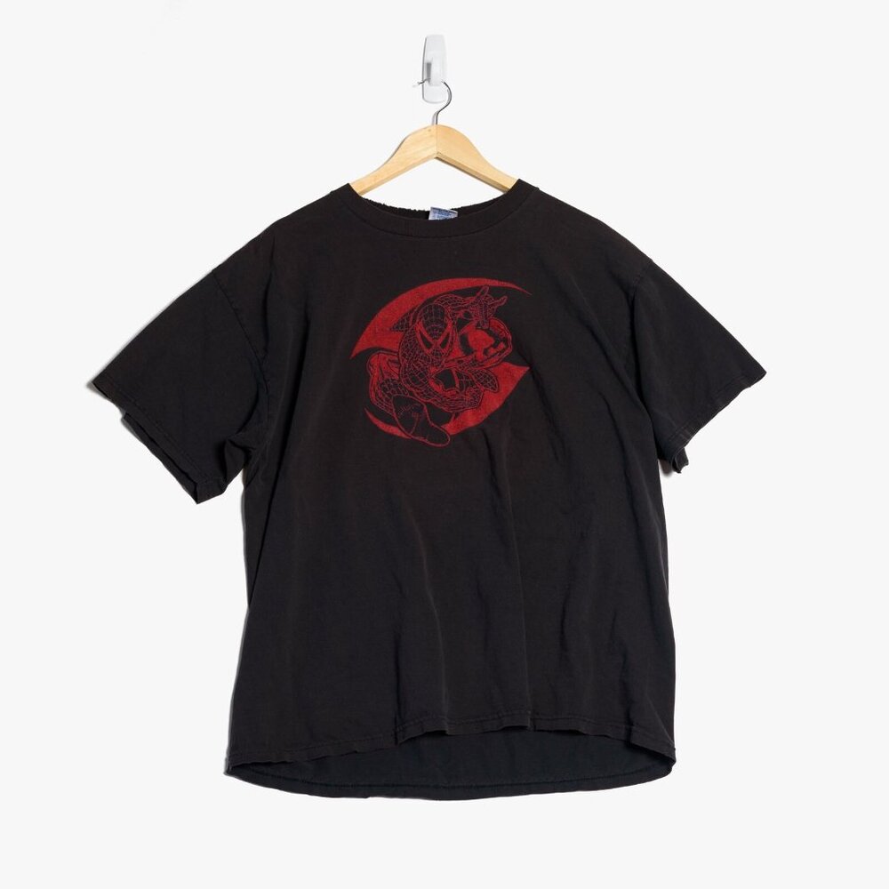 Vintage Delta Spider Man T-Shirt Mens XL Black Distressed